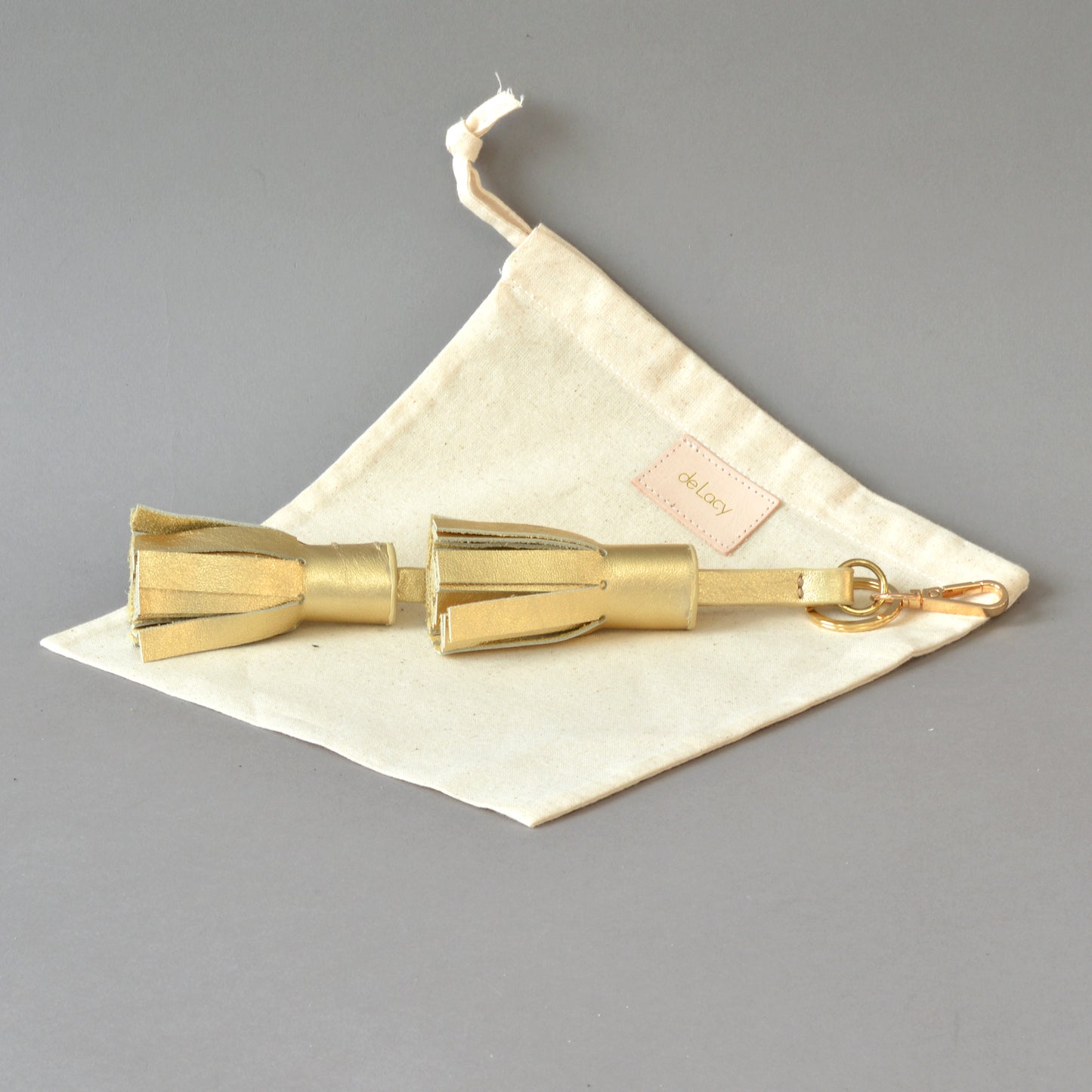 Twin Tassel Key Ring Gold