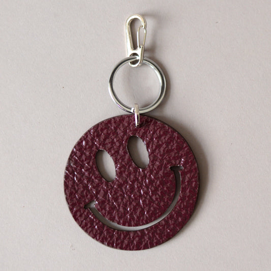 Happy Key Ring Burgundy Pink