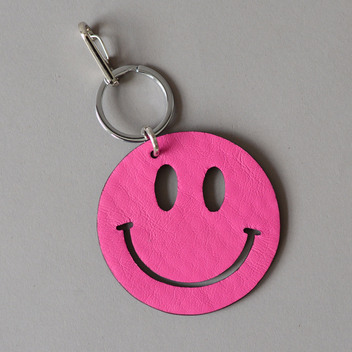 Happy Key Ring Burgundy Pink