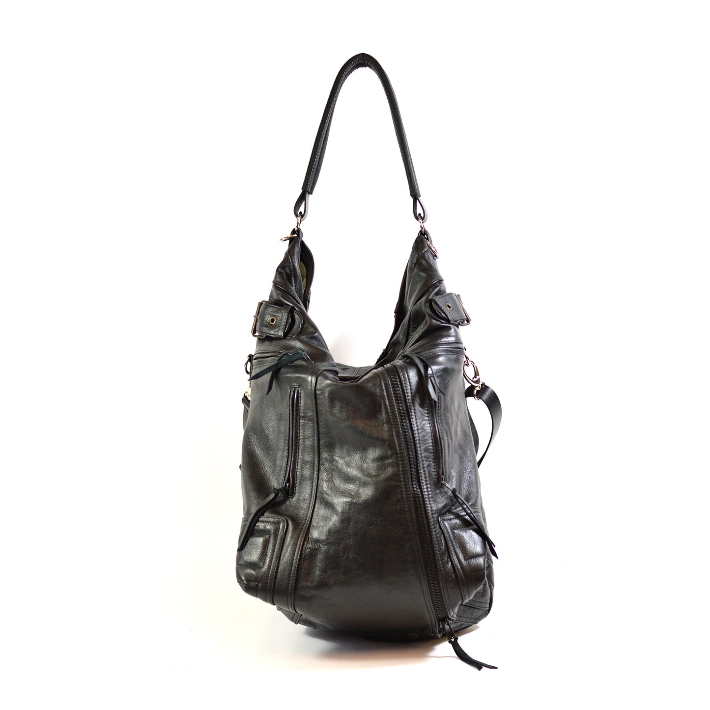 leather biker hobo bag - delacyonline - 3