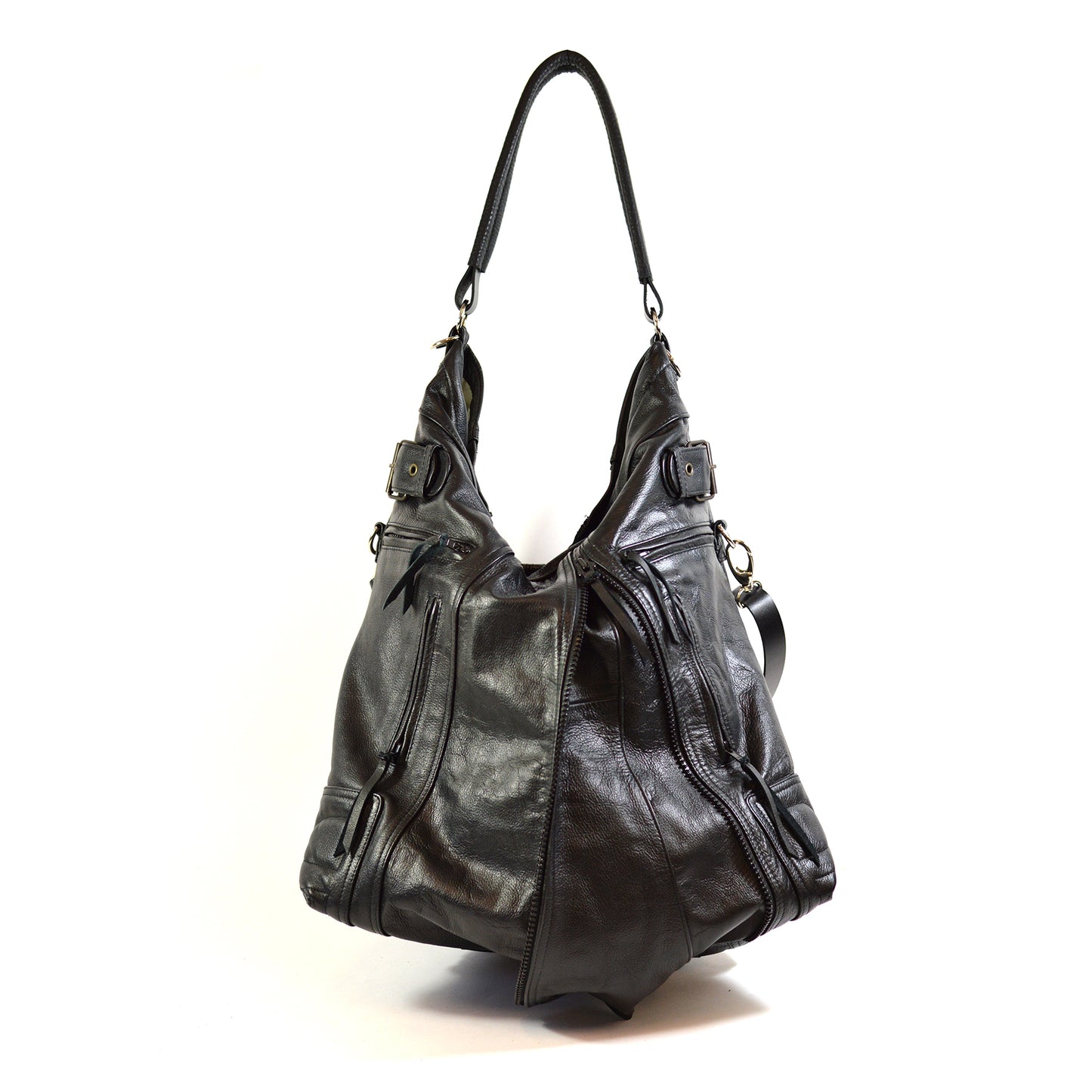 leather biker hobo bag - delacyonline - 4