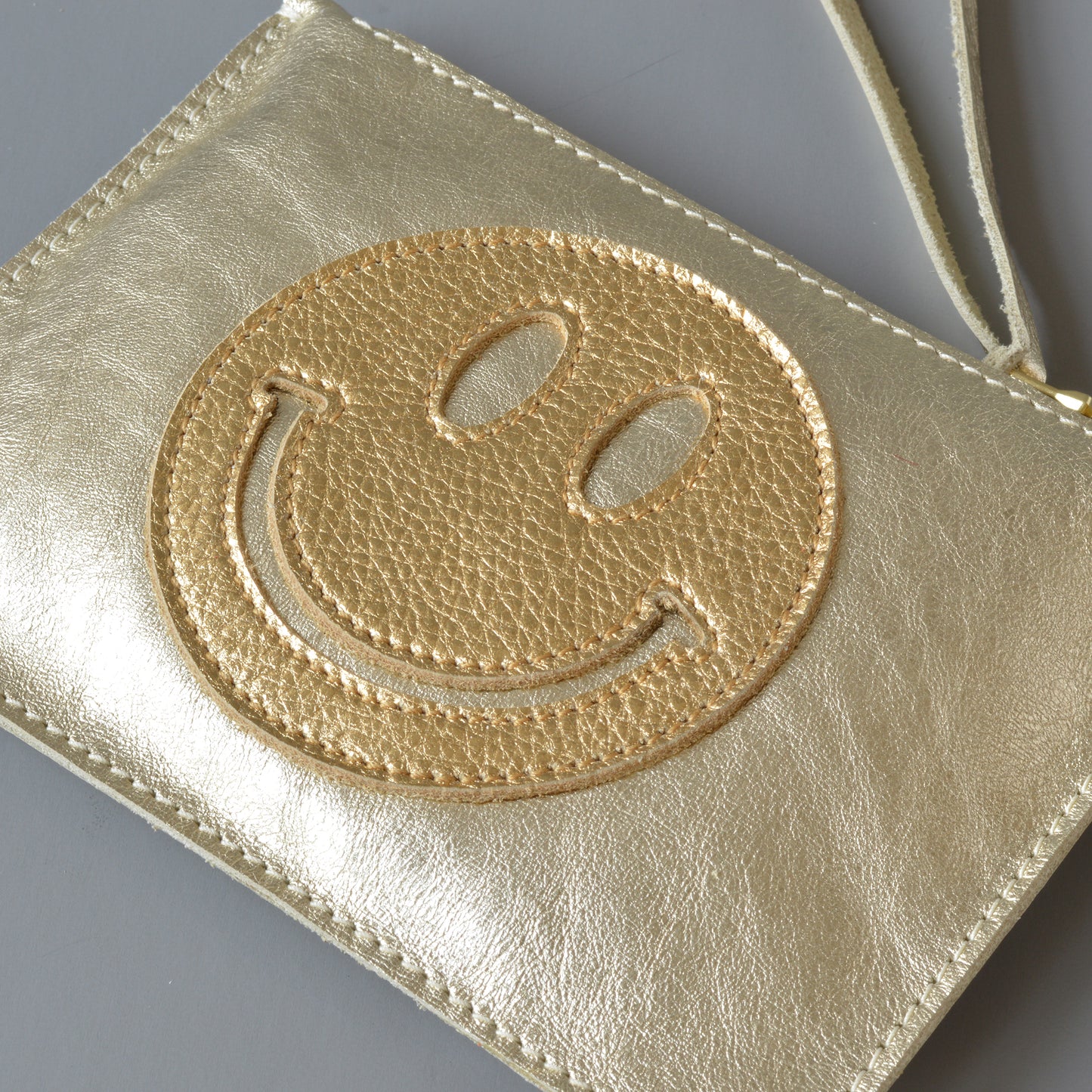 Zip Purse Gold Smiley